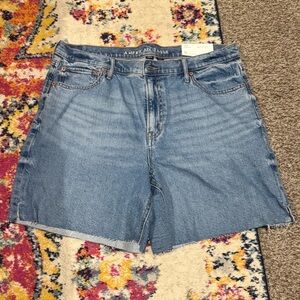 American Eagle Outfitters Blue Jean Shorts High-Waisted Frayed